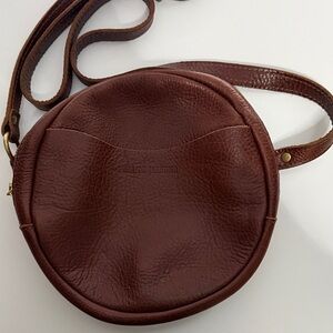 Portland Leather Circular Brown Crossbody Bag